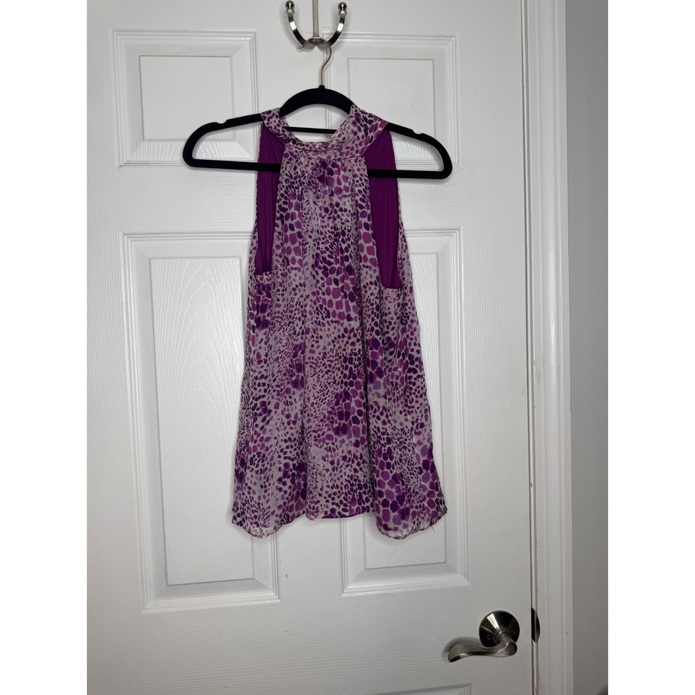 RAMY BROOK 100% Silk Halter Tie Tank Purple Size XS